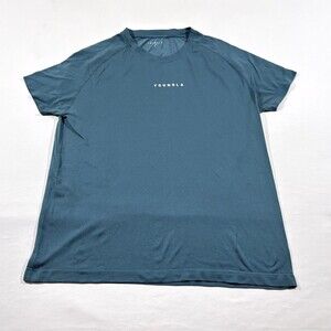 YoungLA Shirt Mens Logo Blue Tee Stretch Crew Short Sleeve Performance Gym Sz L